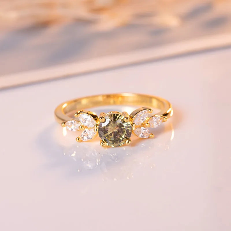 Gold Topaz Gemstone Ring